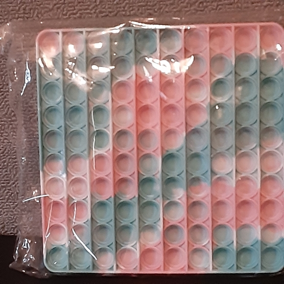 Set of 2  8" Silicone Popit Fidget Heart & Rectangular Push Bubble Stress Relief - Picture 2 of 6